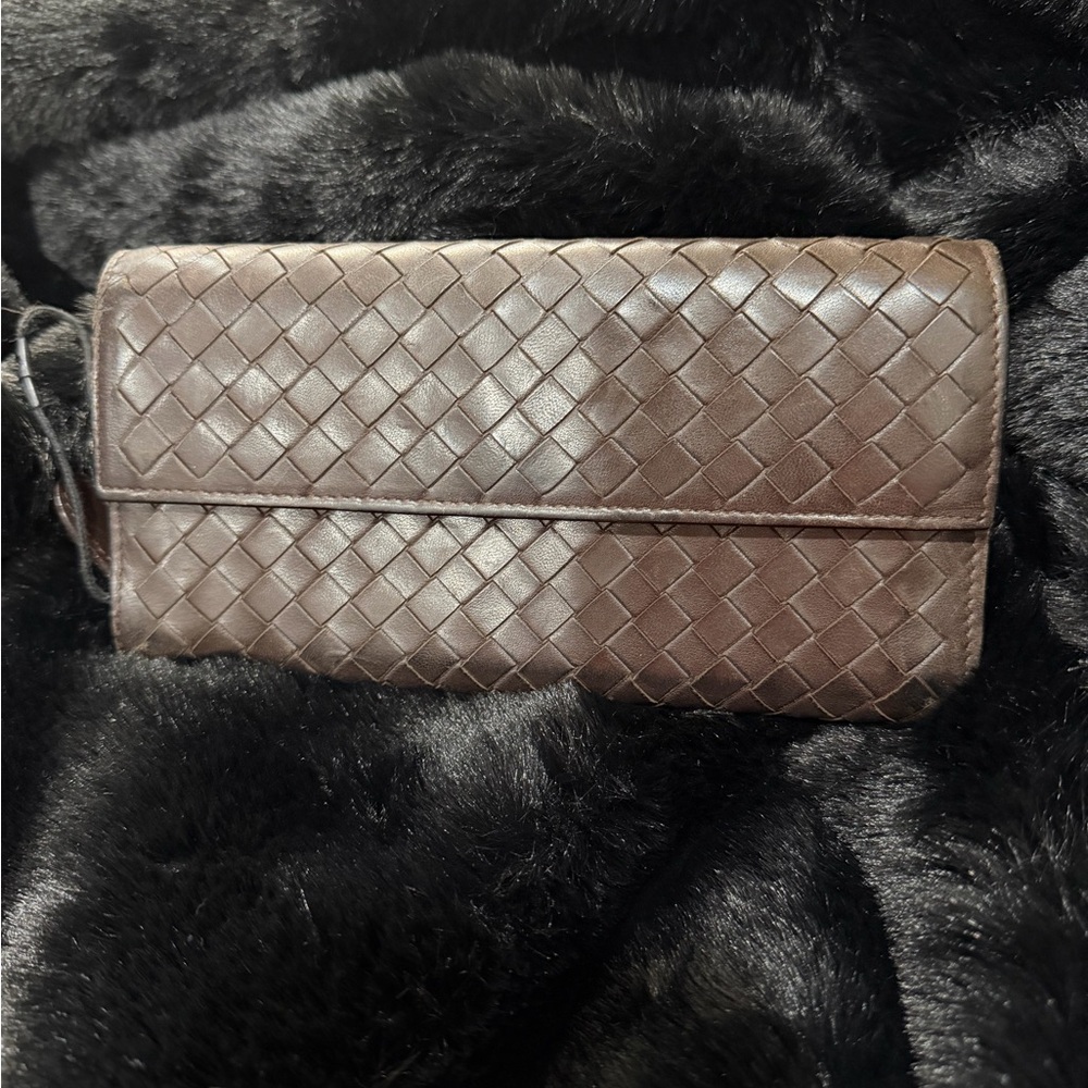 Bottega Veneta Brown Woven Leather Wallet